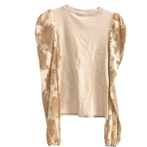 Women’s M Dolan Anthropologie Puff Sleeve Lace Top Romantic Cottagecore - Picture 4 of 5